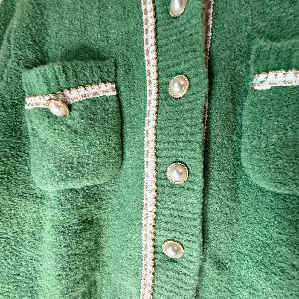 Urban Revivo Chic Green Women's Blazer with Faux Pearl Buttons - Picture 6 of 11